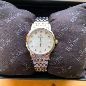 Bulova Stainless Steel watch with diamond accents